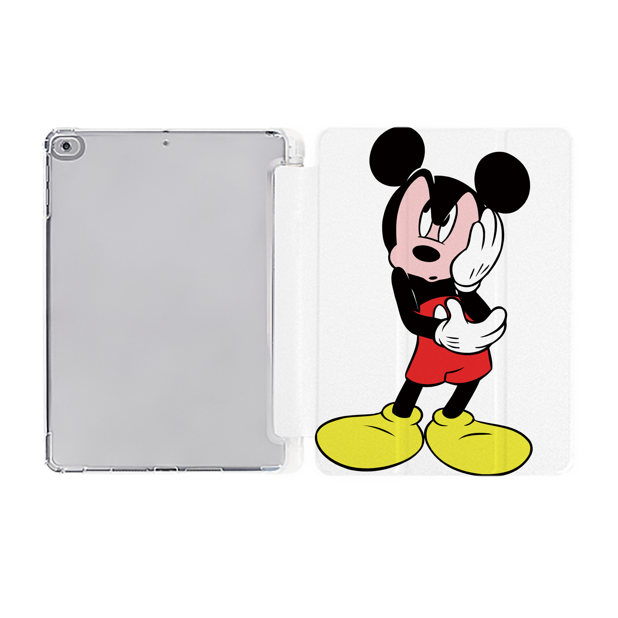 ミッキーマウス Mickey Mouse IPad ケース ペン収納付き 三つ折りスタンド PUレザー×シリコン 対応機種9.5/10.5/10.9インチ
